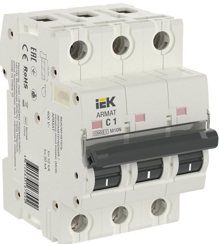 Выключатель автоматический IEK ARMAT M10N 3п 1А C 10кА картинка